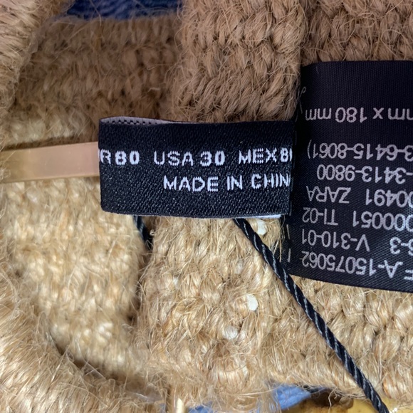 ZARA Tan Woven Jute Stretch Belt with Bamboo Accent - Picture 8 of 9